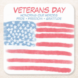 Hyllar Hjältar | Veterans Day Firande Underlägg Papper Kvadrat