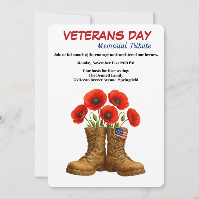 Hyllar Hjältar | Veterans Day-hyllning Inbjudningar (Framsida)