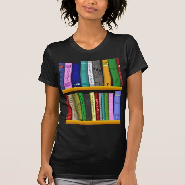 hyllböcker bibliotek läsning tee shirt (Framsida)
