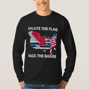 Hyllning Till Flaggan Stöd Polisbrickan Polis Skal T Shirt