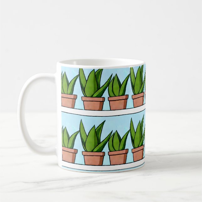 Hyllor för Aloe Vera Plants Ai Art Kaffemugg (Vänster)