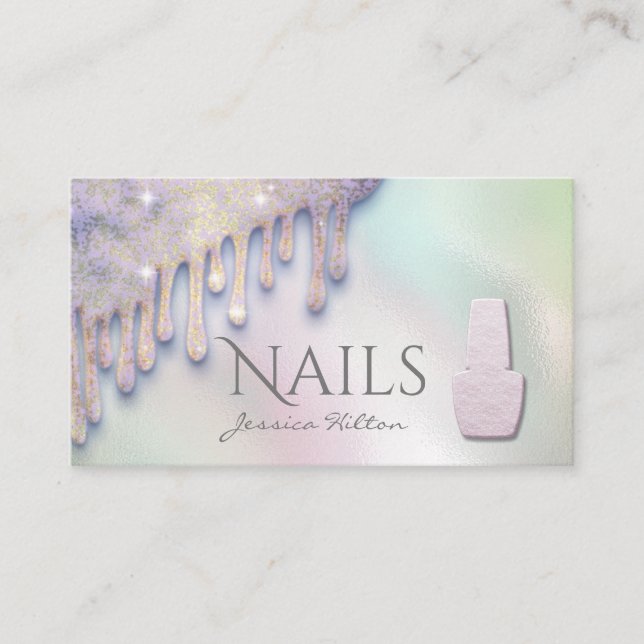 Hylografiska droppar av lyxtrendig Nagelsalon Visitkort (Framsida)