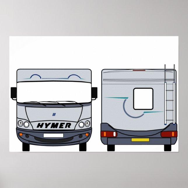 Hymer Motorhome Front Back Färg Poster (Framsidan)