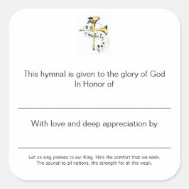 Hymnal Tallrikar till heder för Fyrkantigt Klistermärke