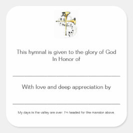 Hymnal Tallrikar till heder för Fyrkantigt Klistermärke