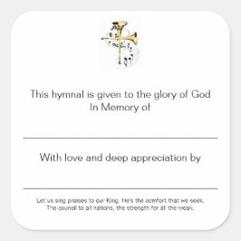 Hymnal Tallrikar till minne av Fyrkantigt Klistermärke