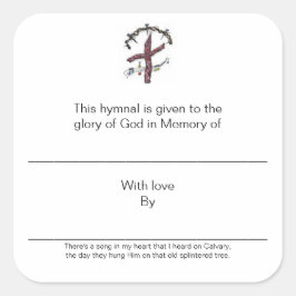 Hymnal Tallrikar till minne av Fyrkantigt Klistermärke