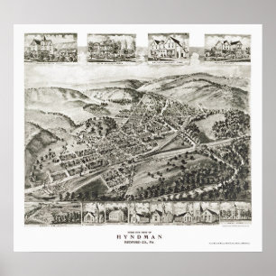 Hyndman, PA Panoramic Karta - 1906 Poster