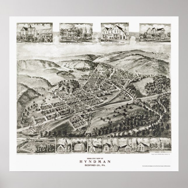 Hyndman, PA Panoramic Karta - 1906 Poster (Framsidan)