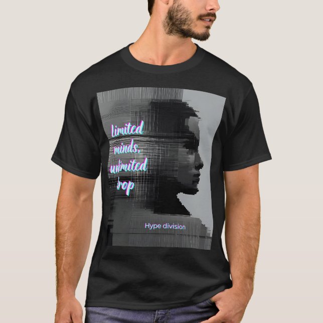 Hype Black Unisex T-shirt Drop Glitch Effect (Framsida)