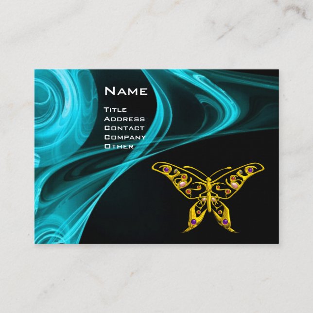 HYPER BUTTERFLY - bright Black gult blue Visitkort (Framsida)