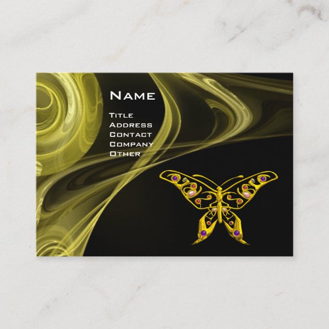 HYPER BUTTERFLY-bright Black gult Red Visitkort (Framsida)