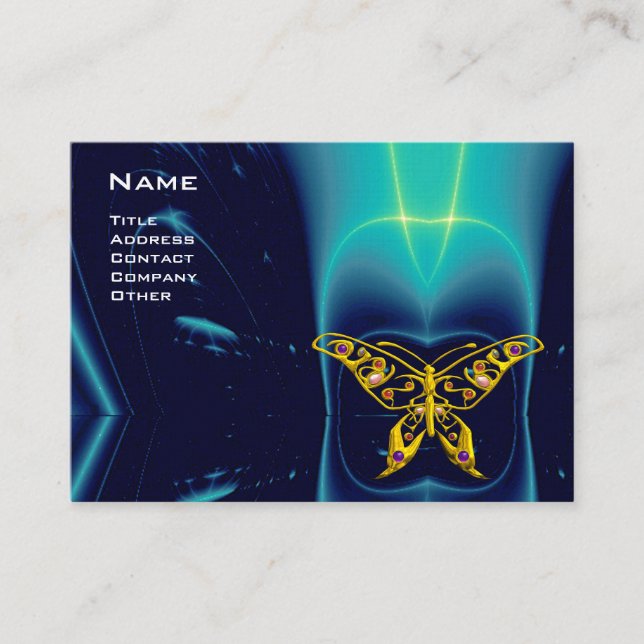 HYPER BUTTERFLY/LÄTT VÅGAR, Aqua Blue, Turquase Visitkort (Framsida)