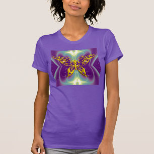 HYPER BUTTERFLY,Lila Grönt Fractal Vågar Tee