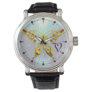 HYPER BUTTERFLY MONOGRAM, Aqua Blue Fractales Armbandsur