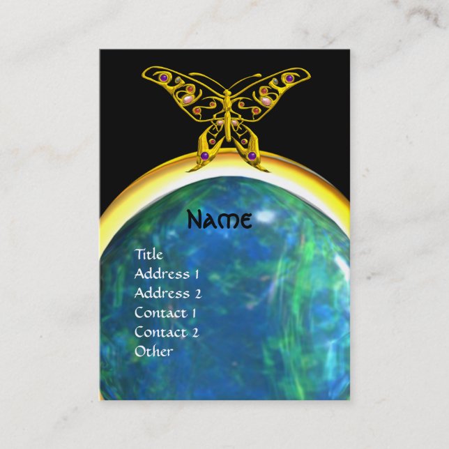 HYPER BUTTERFLY MONOGRAM opale gult black blue Visitkort (Framsida)
