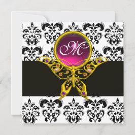 HYPER BUTTERFLY MONOGRAM, svartvit damm, rosa Inbjudningar