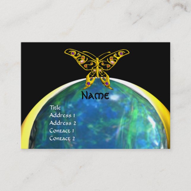 HYPER BUTTERFLY opale gult black grönt blue Visitkort (Framsida)
