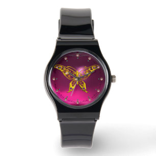 HYPER BUTTERFLY,Rosa Fuchsia Amethyst Armbandsur