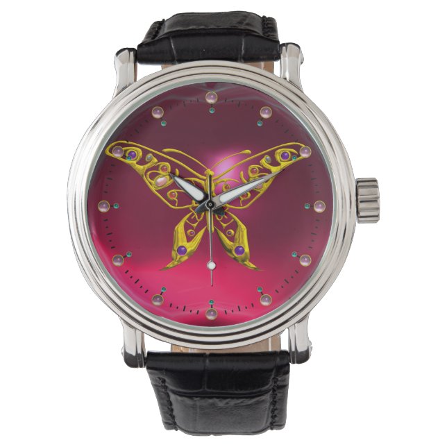 HYPER BUTTERFLY,Rosa Red Ruby Armbandsur (Framsida)