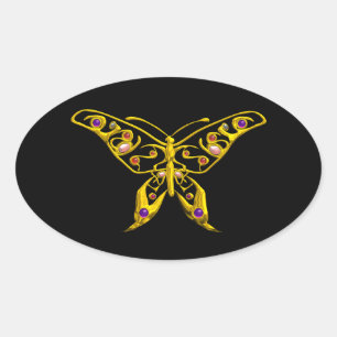 HYPER BUTTERFLY, svart Ovalt Klistermärke