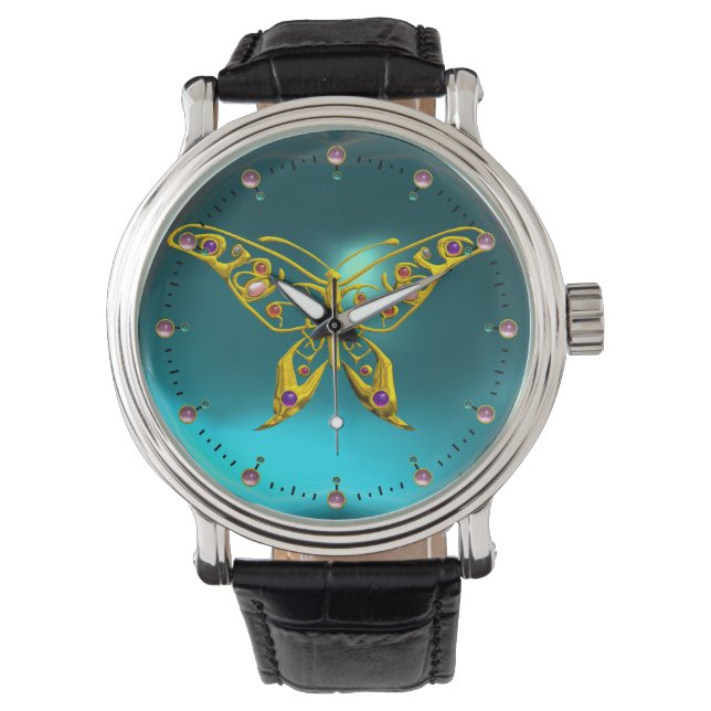 HYPER BUTTERFLY,Teal turkos Blue Armbandsur (Framsida)