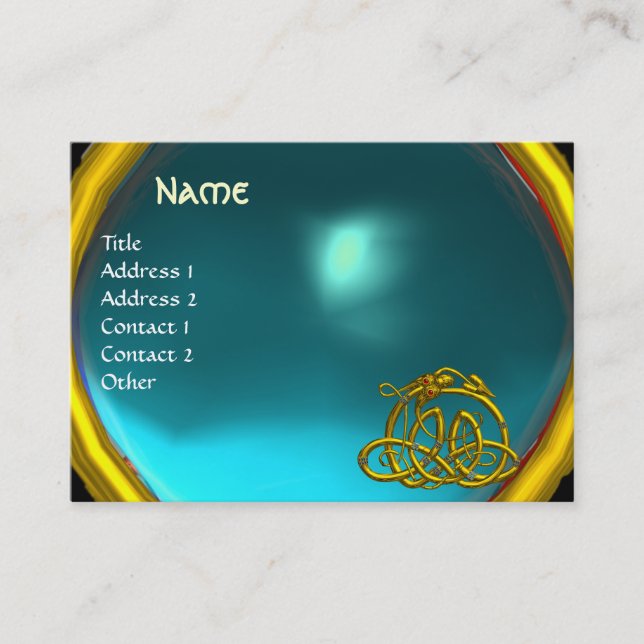 HYPER DRAGON,AQUAMARINE, bright blue Visitkort (Framsida)