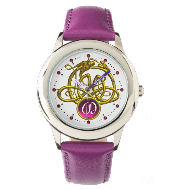 HYPER DRAGON/GULD CELTIC KNOTS GEMSTONE MONOGRAM ARMBANDSUR (Framsida)