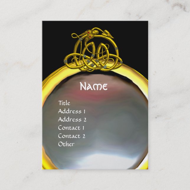 HYPER DRAGON PEARL MONOGRAM rosa Black gult Visitkort (Framsida)