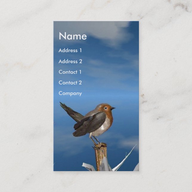 HYPER FÅGLAR/ ROBIN RED BREAST MONOGRAM VISITKORT (Framsida)