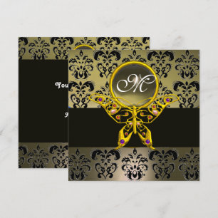HYPER FJÄRIL MONOGRAM, grå damask agat Inbjudningar