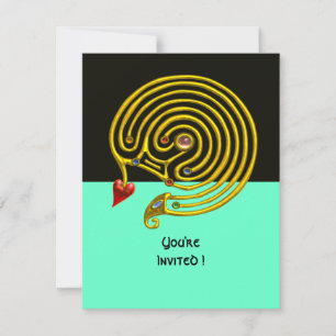 HYPER LABYRINT rsvp, svart och blå Inbjudningar