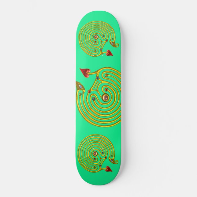 HYPER LABYRINTH, grönt Old School Skateboard Bräda 21,6 Cm (Framsida)