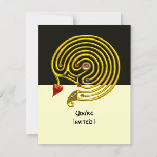 HYPER LABYRINTH rsvp, svart och vit Inbjudningar