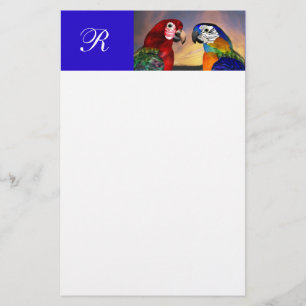 HYPER PAPEGOJOR / RÖD OCH BLÅ ARA MONOGRAM BREVPAPPER