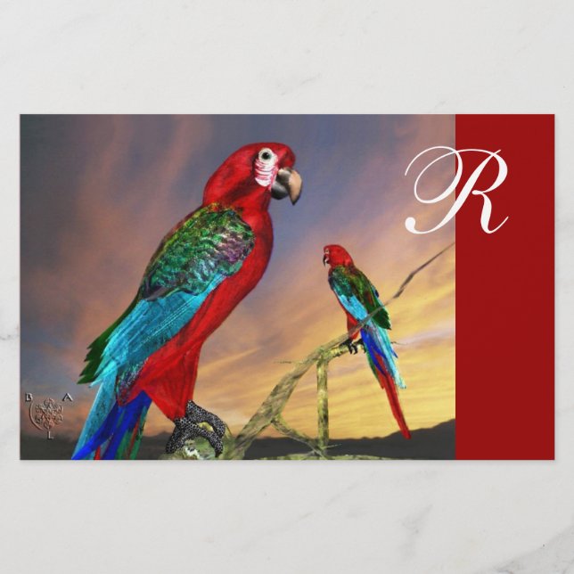 HYPER PARROS/RED ARA MONOGRAM BREVPAPPER (Framsida)