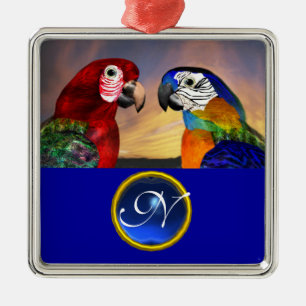 HYPER PARROTS BLUE SAPPHIRE GEM MONOGRAM Kärlek Julgransprydnad Metall