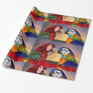 HYPER PARROTS/RED OCH BLUE ARA MED ROSETT BAND PRESENTPAPPER