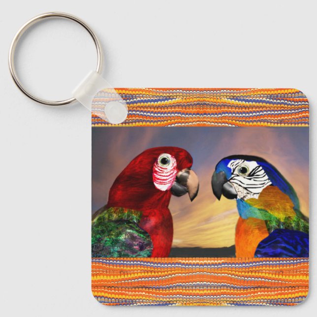 HYPER PARROTS/RED OCH BLUE ARA NYCKELRING (Framsida)