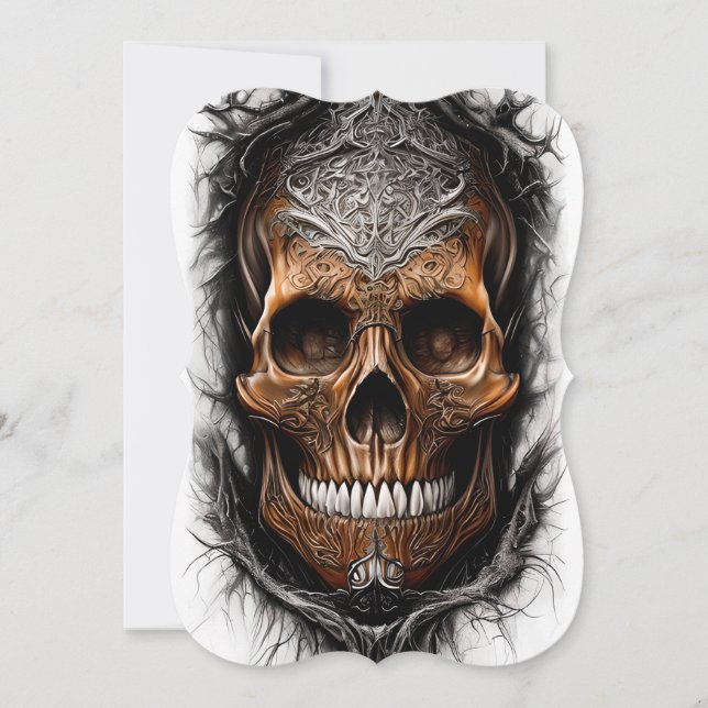 Hyper-Realistic Fantasy Skull in Flames Anteckningskort (Framsida)