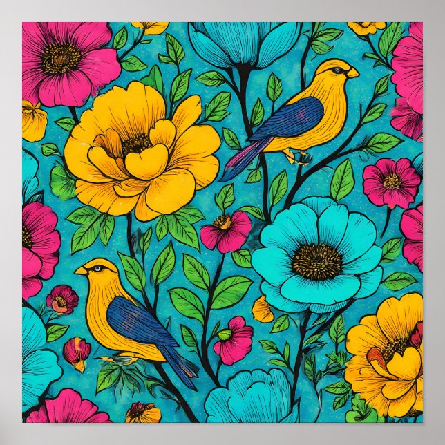 Hyper-Saturated Neon Pop Art Fabric Pattern Poster (Framsidan)