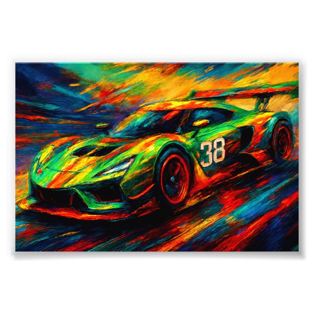 hyper stylized racing car fototryck (Framsidan)