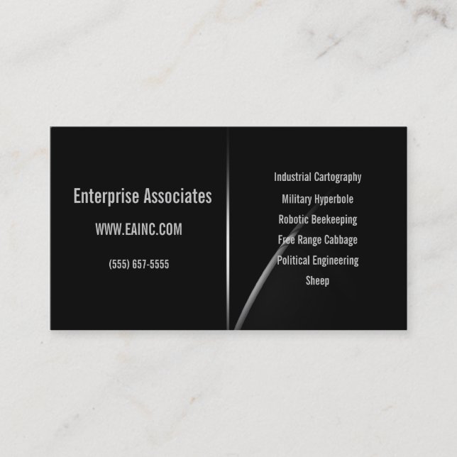 Hyper svart samling: Horisontbågvisitkort Visitkort (Framsida)