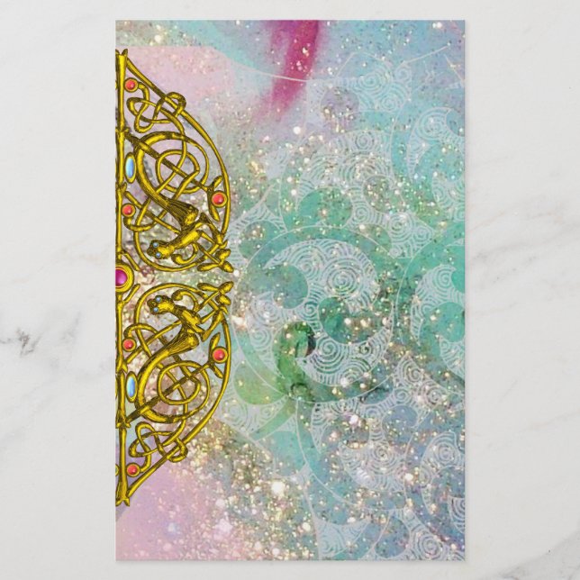 HYPER VALENTINE/GULD CELTIC HEART, Blue Sparkles Brevpapper (Framsida)