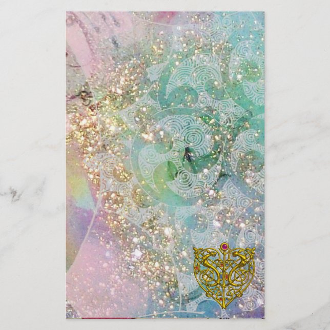 HYPER VALENTINE/GULD CELTIC HEART, Blue Sparkles Brevpapper (Framsida)