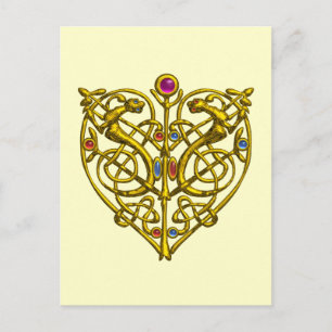 Hyper Valentine/Guld Celtic Heart Helg Vykort