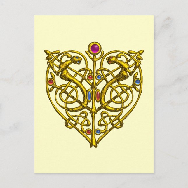 Hyper Valentine/Guld Celtic Heart Helg Vykort (Framsida)