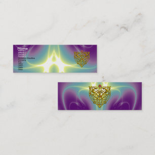 HYPER VALENTINE,GULD CELTIC HEART Lila Grönt Mini Visitkort
