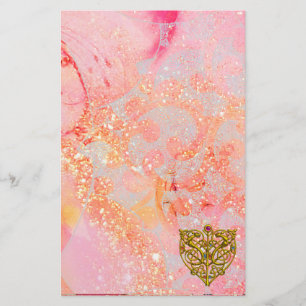 HYPER VALENTINE/GULD CELTIC HEART Rosa Sparkles Brevpapper