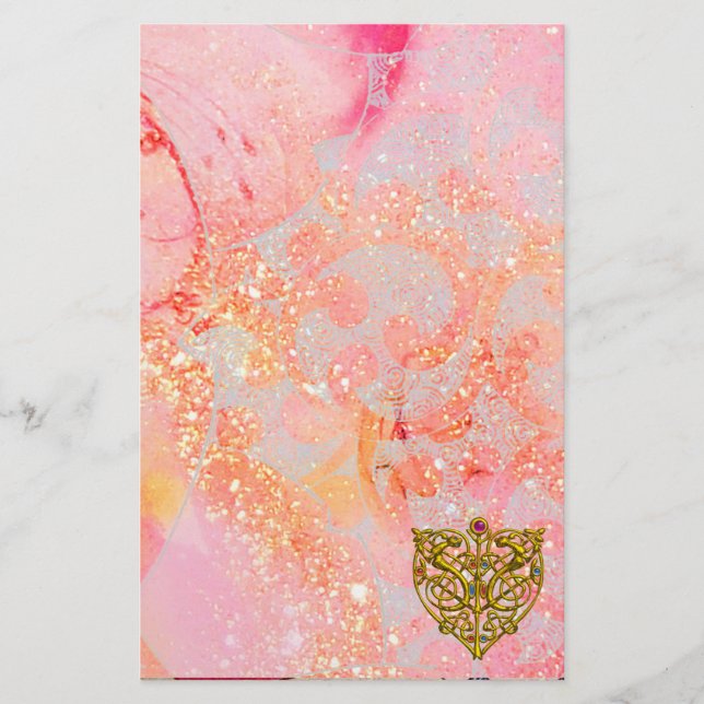 HYPER VALENTINE/GULD CELTIC HEART Rosa Sparkles Brevpapper (Framsida)